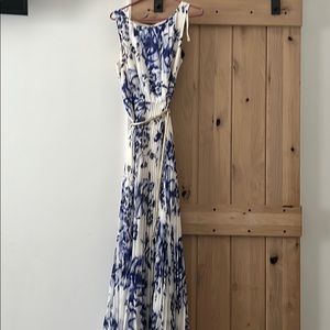 Blue and white floral maxi dress